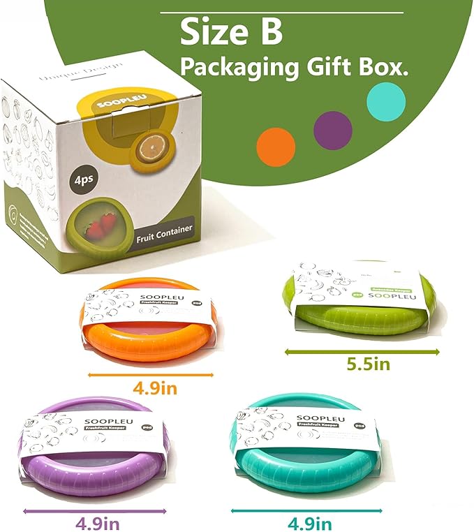 Avocado Saver & Onion Storage – 4-Pack Reusable Produce Containers for Fridge – Help Reduce Food Waste Keepers for Tomato, Garlic, Lemon, and Cut Fruits