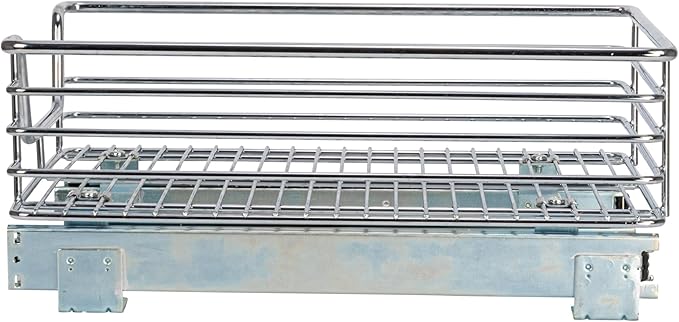 Household Essentials Glidez Chrome-Plated Steel Extended Depth 1-Tier Sliding Under Sink Cabinet Organizer, Chrome