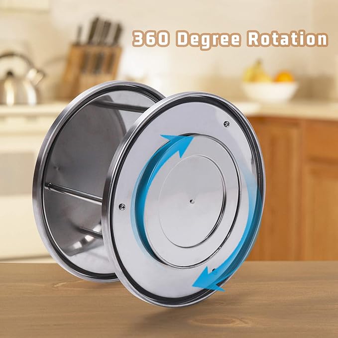 2 Tier Lazy Susan Turntable Organizer,Stainless Steel 360 Degree Turntable Pantry Cabinet Turning Table Spice Rack Organizer Tray for Kitchen Bathroom Bedroom Parlor