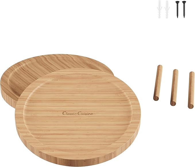 Classic Cuisine Lazy Susan – All-Natural Bamboo Round Two Tier Turntable Kitchen, Pantry and Vanity Organizer and Display with 10 Inch Diameter