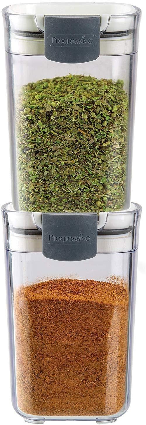 Progressive International PKS-410 Prepworks ProKeeper Seasoning Keeper Spice Airtight Food Storage Containers, Clear (2 Pack)
