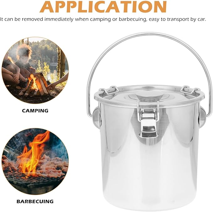 Stainless Steel Airtight Canisters Container: 112 fl oz Airtight Clamp Lid Kitchen Food Storage Bucket for Rice Flour Grain Coffee Bean Flour Oil Sugar Milk