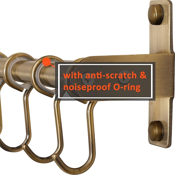 DSEAP Pot Rack - Pots and Pans Hanging Rack with 8 Hooks, Double Bars, Wall Mounted, Bronze