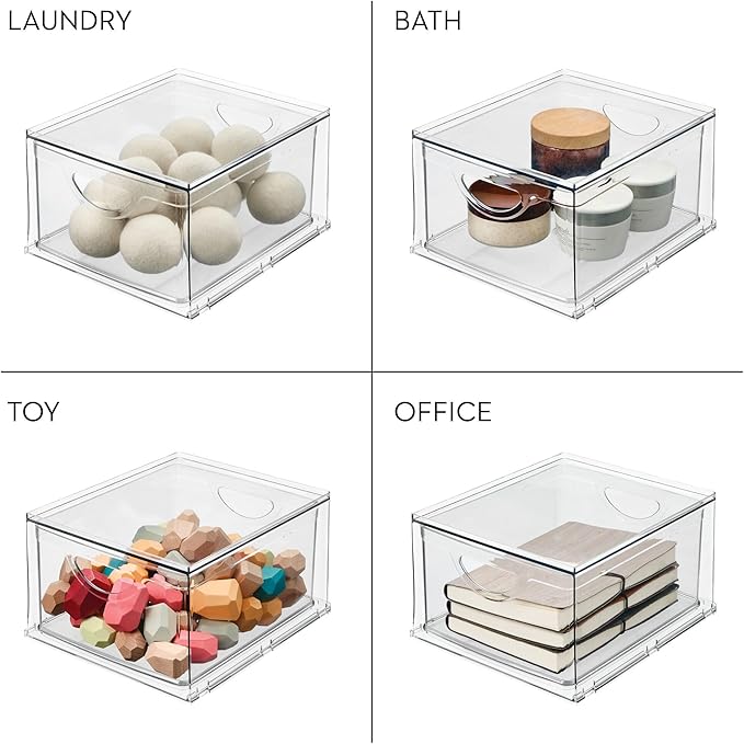 iDesign Stackable Storage Drawer for Fridge, Pantry, or Under Sinks, Clear, Made in USA