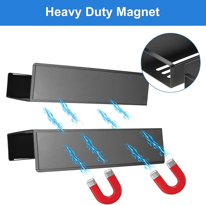 MAQUITA Magnetic Spice Rack for Refrigerator,Spice Organizer Magnetic Shelf for Fridge Side,Magnetic Storage Shelves for Kitchen,Small Kitchen Storage Rack with Magnetic Hooks Rack(3 Pack)