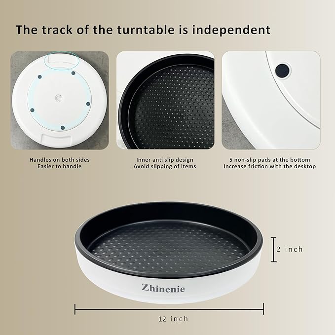 Lazy Susan Turntable,Non-Skid Lazy Susan Organizer for Cabinet,Refrigerator,Pantry,Kitchen,Bathroom Organization and Storage,Countertop,Under Sink and Tabletop Shelf,Spice Rack (12 inches 2 Pack)