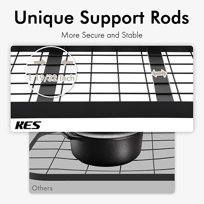 KES Ceiling Pot Rack 30 Inches, Hanging Pots and Pans Organizer Rack for Ceiling with 15 Hooks, Matt Black Kitchen Pot Hanger Rack, KUR219S75-BK