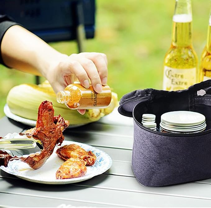 Portable Empty Spice Set, 3 Size Camping Travel Spice Bottles Moisture Proof Condiment Container with Lid, Go for Picnic Weekend Travel, Hunting and Camping with Friends