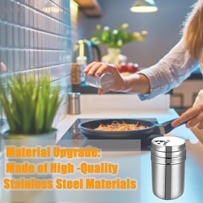6Pcs Stainless Steel Spice Shaker, Camping Spice Kit with Travel Bag, Salt and Pepper Shakers Set For Salt Sugar Spice Dry Herb Spice, for Home or Outdoor Use