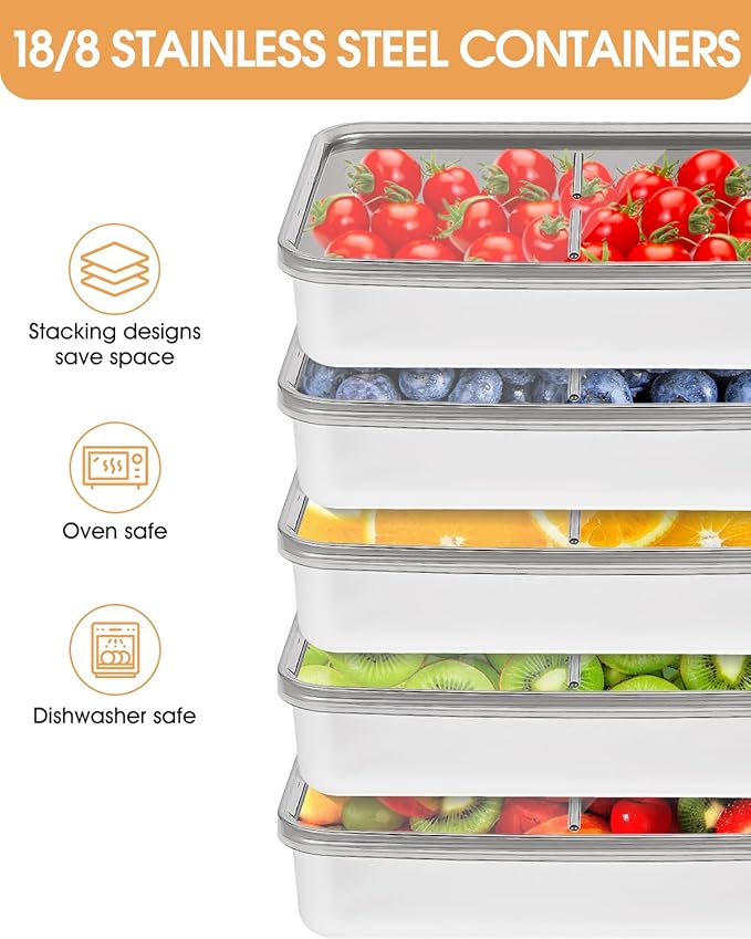 1PCS Cheese Container for Fridge, 304 Stainless Steel Deli Meat Container for Fridge with Ridged Bottom, Food Storage Holder with Lids (1PCS Cheese Holder- 27 FL OZ)