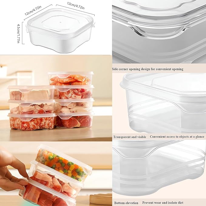 Food Storage Containers with Lids, Plastic Fridge Organizer Clear Bins, 350ml Sealed Food Containers, Reusable Takeaway Kitchen Freezer Storage Boxes, 10pcs