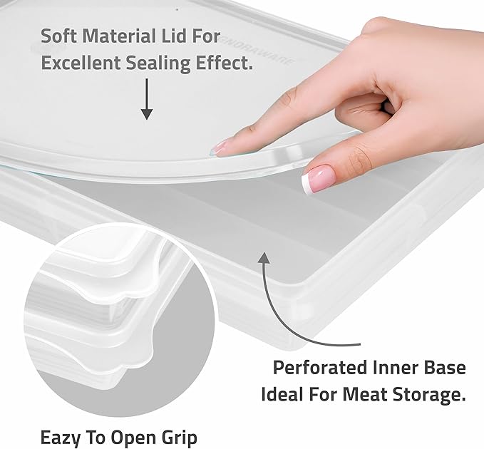 Deli Meat Containers with Lids – Set of 2 Deli Food Containers with Lids – Airtight Food Storage Containers for Cheese, Bacon, Fruits, Cookies – BPA-Free Stackable Deli Meat Container for Fridge