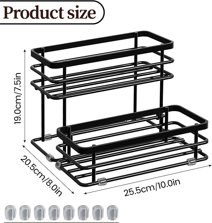 6 Bottle Coffee Syrup Organizer Rack, 2 Tier Coffee Syrup Stand Holder for Coffee Bar, Coffee Syrup Organizer for Countertop, Small Wine Rack for Family, Storage for Syrup, Dressing, Black