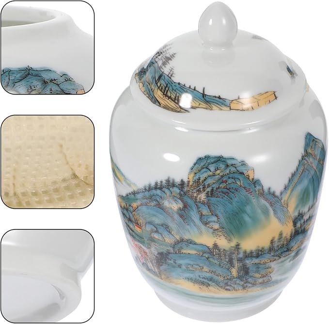 Ginger Jar Kitchen Canisters Vintage Ceramic Food Storage Jar with Airtight Lid Food Storage Jar Porcelain Tea Cadd Y Loose Tea Tin Kichen Storage Container for Coffee Sugar Nuts