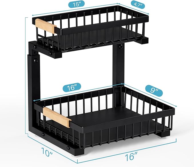 2-Packs 2-Tier Under Sink Organizers – Upgraded 3.0 Version, Sliding Pull-Out Cabinet Storage Shelf, Metal Drawer for Kitchen, Bathroom, Pantry & Closet Organization Rack, Rust-Resistant & Heavy-Duty