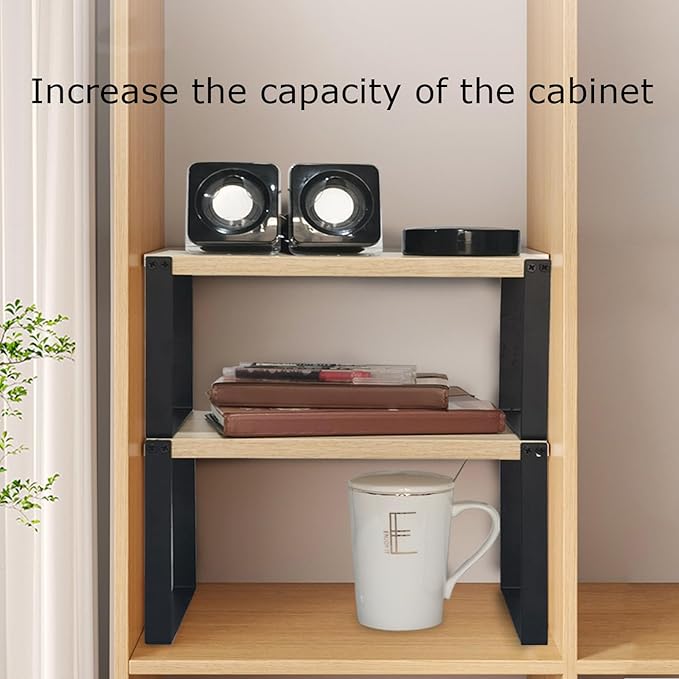 Versatile Cabinet Organizer Shelf, Kitchen Counter Shelves,Kitchen Storage,Bathroom Cabinet Shelf Organizers,Counter Spice Rack,Pantry Shelves,Stackable, Expandable