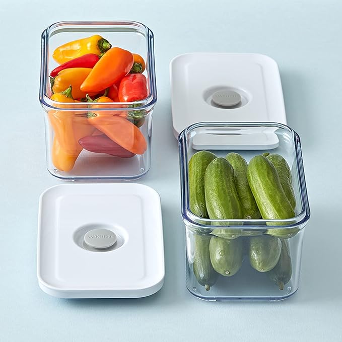 Premium Airtight Food Storage Containers, Rectangular 2PC(1.06qt), Smart One-Click Seal Lid, No Hinges, Patented Double Silicone Lining, 100% Leak Proof, BPA-FREE, Dishwasher, Microwave Safe