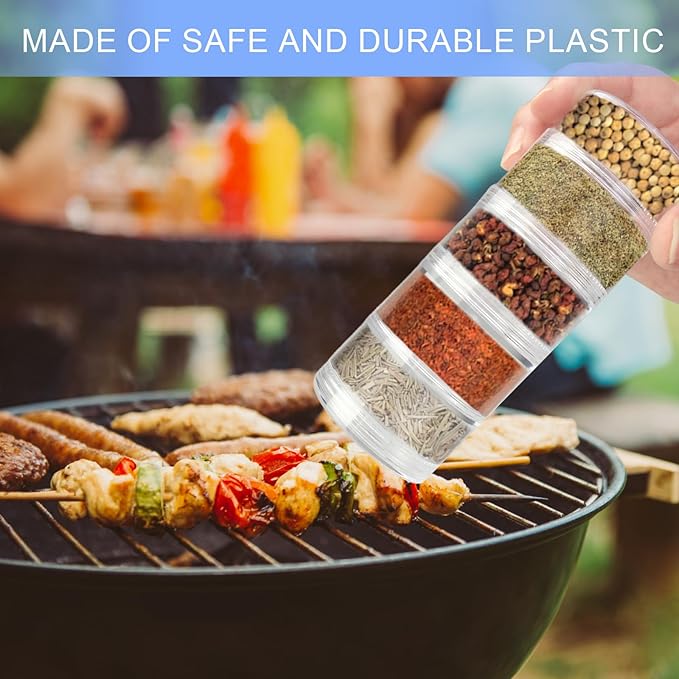 2 Sets 5 Layers Clear Portable Travel Spice Jars, Multi Camping Spice Containers with Organizer Bag, Stackable Spice Salt and Pepper Set for Outdoor Cooking, Camping, Traveling, Barbecuing