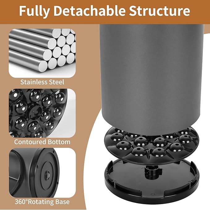 Extra Large Kitchen Utensil Holder - 360° Rotating Stainless Steel Cooking Utensil Holder for Countertop, 3 Compartment Flatware Organizer & Utensil Caddy with Removable Base(Grey)