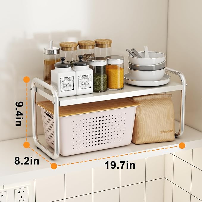 Iron spice rack, kitchen spice storage rack, seasoning bottle rack, kitchen storage rack, cabinet interior layered rack, countertop storage rack, bathroom miscellaneous rack, White