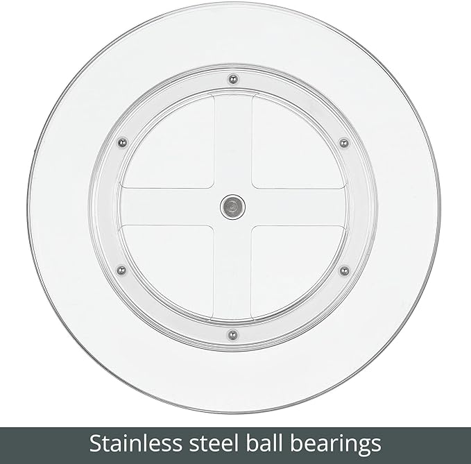 mDesign Lazy Susan Turntable Plastic Spinner for Kitchen/Bathroom, Pantry, Fridge, Cupboards, or Counter Organizing, Fully Rotating Organizer for Food, 11.5" Round - Lumiere Collection - Clear