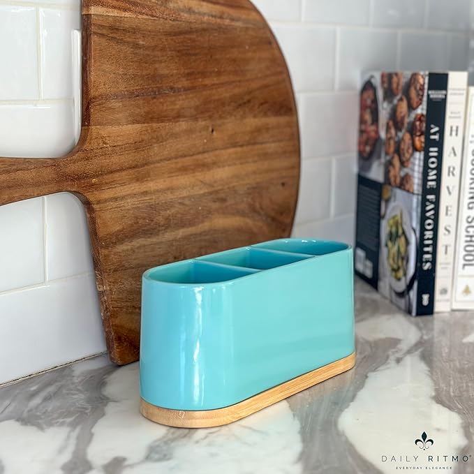 DAILY RITMO® Turquoise Aqua Countertop Silverware Holder
