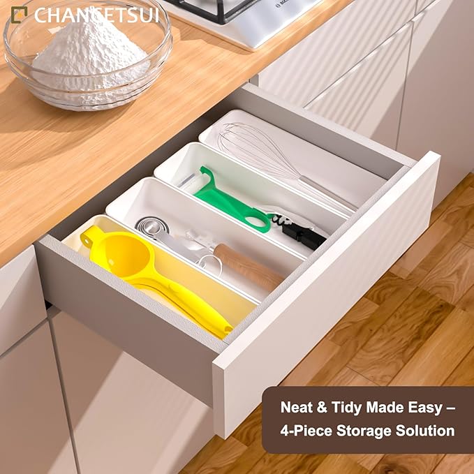 CHANCETSUI Stackable Utensil Organizer For Kitchen Flatware: Plastic Kitchen Cutlery Holder Trays, Cooking Silverware Storage For Drawer, Cabinets, Countertops Supplies