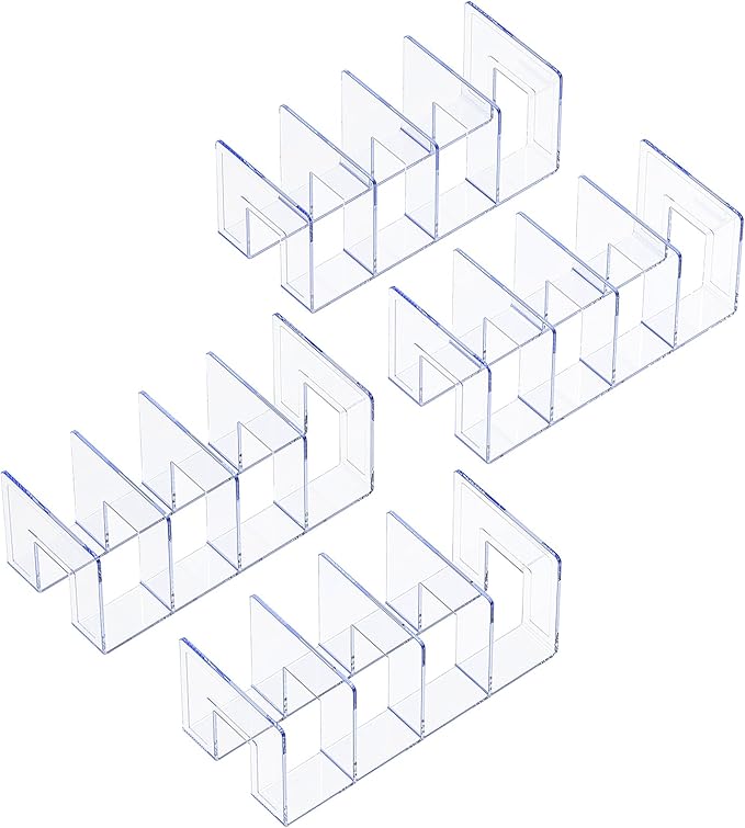 YAGELI Clear Acrylic Purse/Handbag Organizer - 4 Sections Divider for Closet Storage - Sturdy Organizer Rack for Purses, Handbags, and Clutches(4Pack-4Sections)