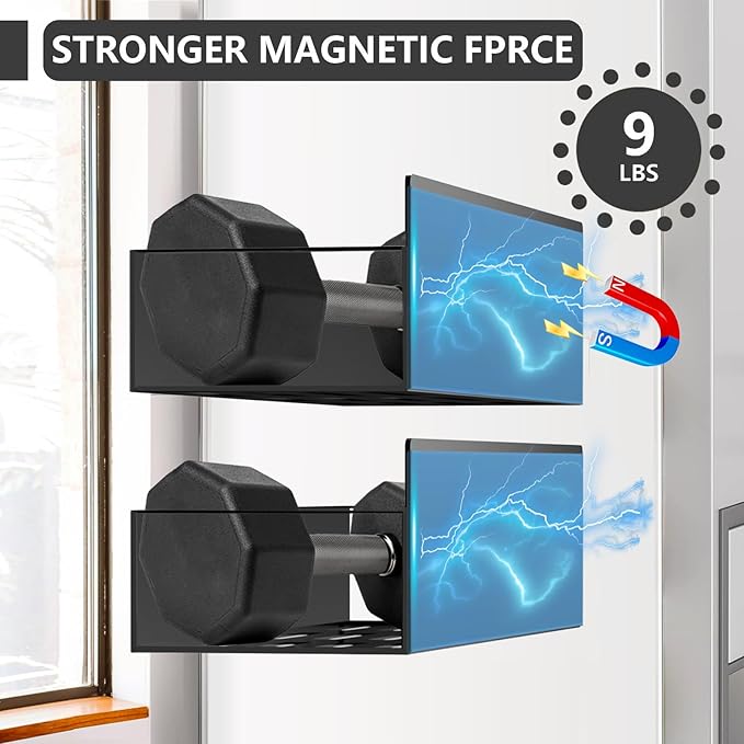 Magnetic Spice Rack Organizer for Fridge Seasoning Organizer for Kitchen storage with Screw or Adhesive Hanging,Magnetic Shelf with Hook for Refrigerator and Oven (Black, 6pack)