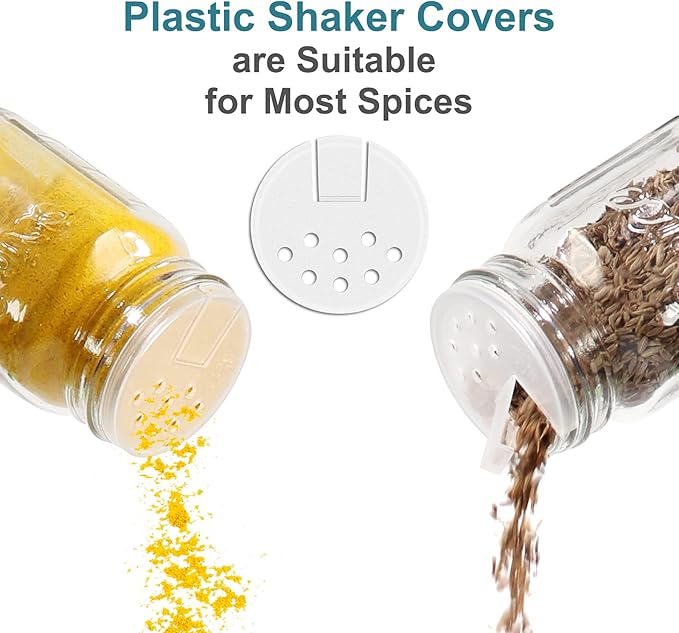 CycleMore 15 Pcs Glass Mason Spice Jars 4oz Empty Spice Bottles with Blank Labels and Shaker Lids, Gold Airtight Metal Caps, Chalk Marker and Collapsible Funnel Included