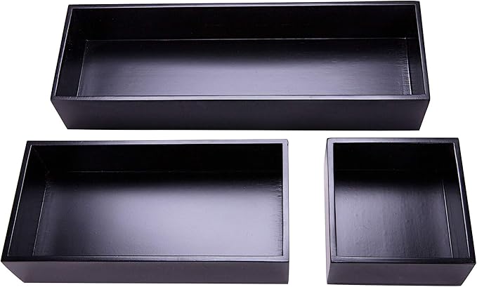 Bamboo Box for Drawer Organizer Box for Kitchen Storage Boxes for Small Accessories, Black 8"*4"