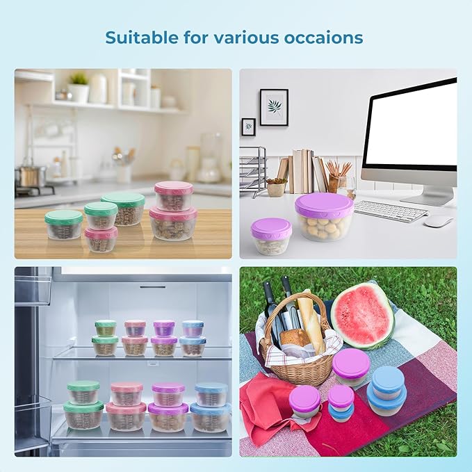 16-Pack Food Storage Containers with Lids - BPA-Free Salad Dressing Container to Go, Reusable Small Leakproof Plastic Containers for Meal Prep, Freezer, Microwave & Dishwasher Safe (16)