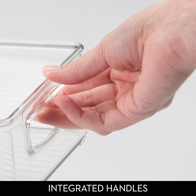 iDesign Stackable Pantry Bin with Handle for Kitchen Cabinet or Fridge, Set of 4, Clear, Made in USA