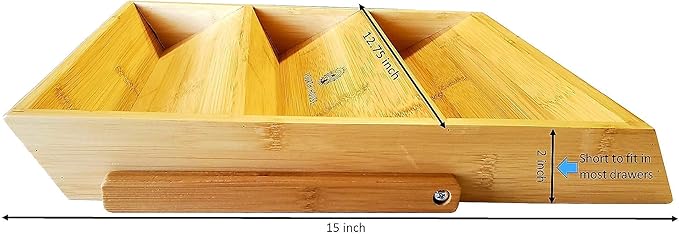 Fourth House Bamboo Spice Rack for Drawer or Countertop - Spice Organizer Holder for Kitchen Spices