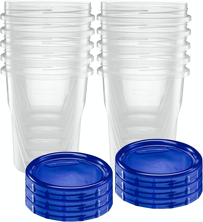 Twist Top Deli Containers Food Storage Containers Blue Screw on Lid Reusable Stackable Leakproof Airtight, pack of 10-32 oz containers