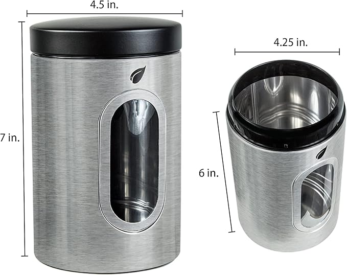 Stainless Kitchen Canisters - Modern Kitchen Decoration of Canister Set with Multiple Preservation Purposes by Tight Sealed Lids, Good for Wedding Gifts Kitchen Canisters Set of 3(SC-001)