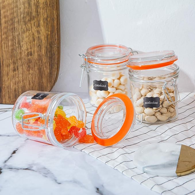 Encheng Glass Jars With Airtight Lids, Mason Jars 8 oz,Glass Jar With Leak Proof Rubber Gasket 250ml,Storage Jars With Hinged Lid for Home and Kitchen,Glass Containers With Lids 12 Pack
