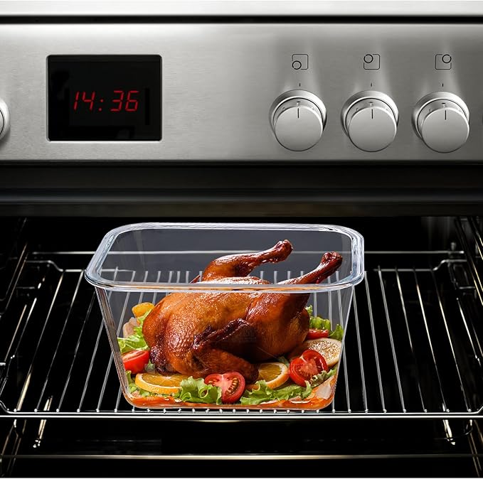 2600 ML /88oz/ 11 Cup LARGE Glass Food Storage Container with Airtight Locking Lid for Storing food, Vegetables, Fruits Roasting Turkey Freezer Microwave & Oven Safe Leak Proof Stackable