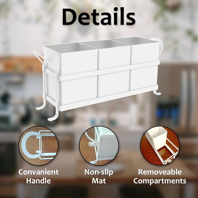 NOLIES Kitchen Utensil Holder, Silverware Caddy, Flatware Cutlery Organizer, Ideal for Modern Countertop Storage Solutions & Party Use, Metal and Durable Design
