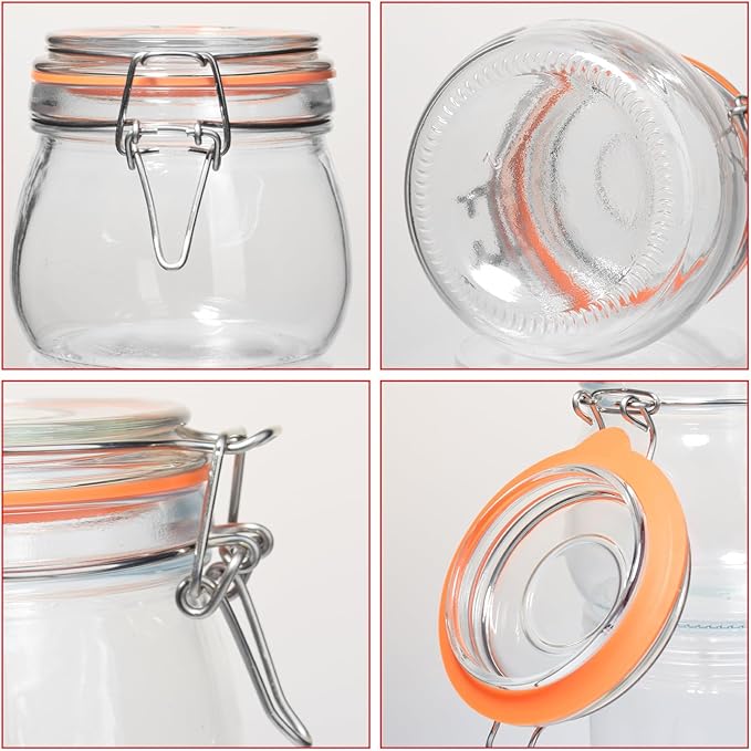 16 oz Wide Mouth Glass Jars with Airtight Lids,6 Pack Pickle Jar Clear Canister for Canning,Preserving,Fermenting,Pickling