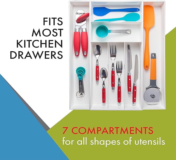 Dial Industries Expandable Silverware, Utensil and Cutlery Kitchen Drawer Organizer Tray