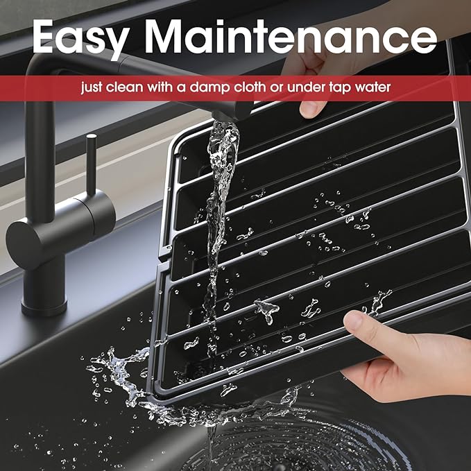 Aujen Expandable Kitchen Drawer Organizer - Multipurpose Black Cutlery and Utensil Organizer for Knives, Forks and More