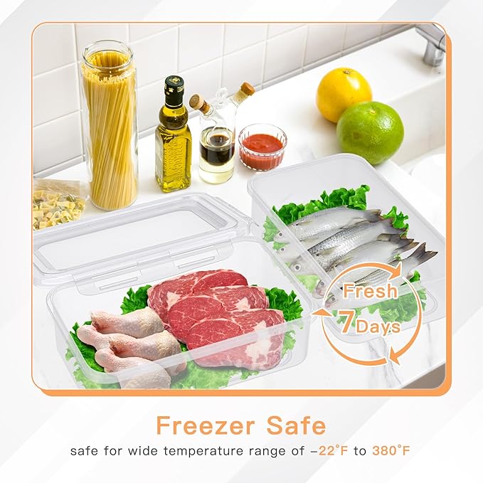 2 Pack(8.8 Cup) Large Plastic Food Storage Containers with Lids, Meal Prep Containers Reusable, Snack Container, Lunch Containers Set for Fruits Meals, BPA-Free Freezer, Microwave, Dishwasher