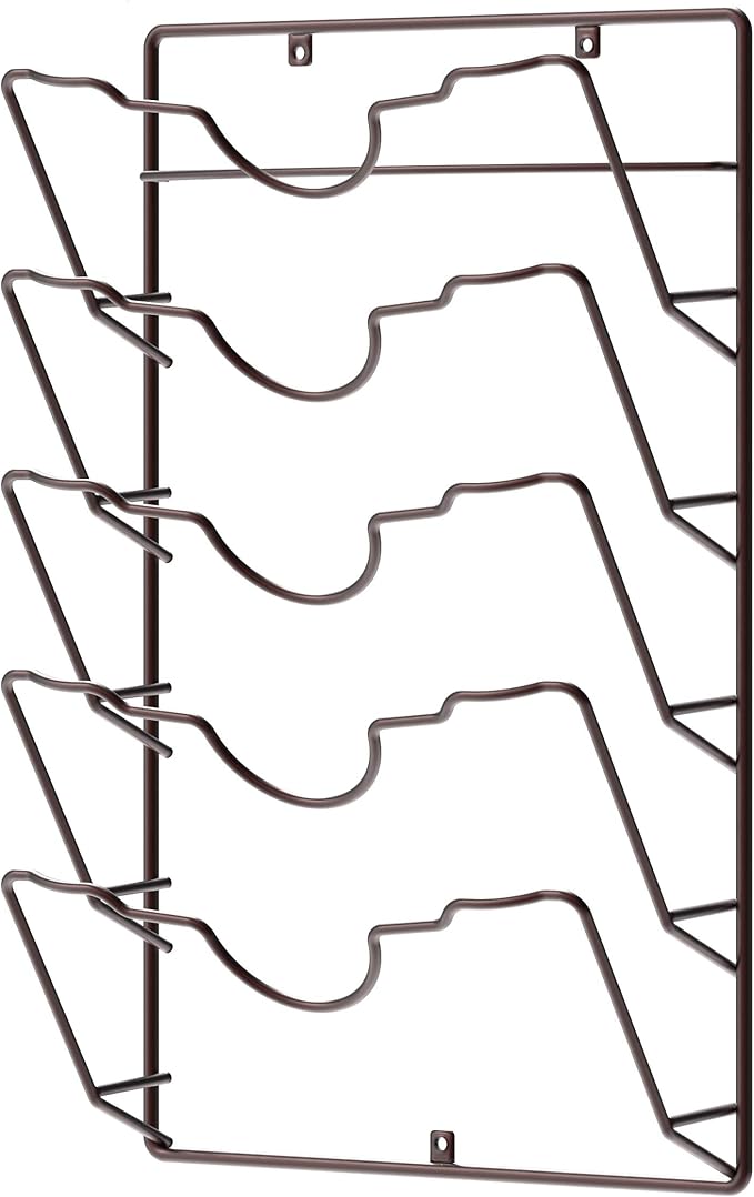 Simple Houseware Wall Door Mounted Pot Lid Rack, 9.5" Wx4.5 Dx17.2 H, Bronze Finish