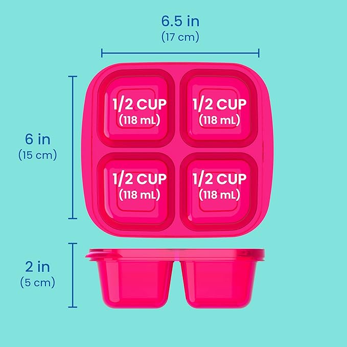 Bentgo Easyboxes 4-Compartment Snack Containers - 8-Piece Set with 4 Trays & 4 Custom-Fit Lids to Seal in Freshness - Reusable Food Storage & Meal Prep Bento BPA-Free Containers (Jewel Brights)