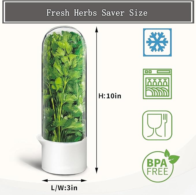 Herb Saver for Refrigerator, Fresh Herbs Lettuce Keeper for Refrigerator, Cilantro Container for Fridge Parsley Mint Leaves Fresh Herb Keeper, Refrigerato Storage for Fresh for 2-3 Weeks (3PCS)