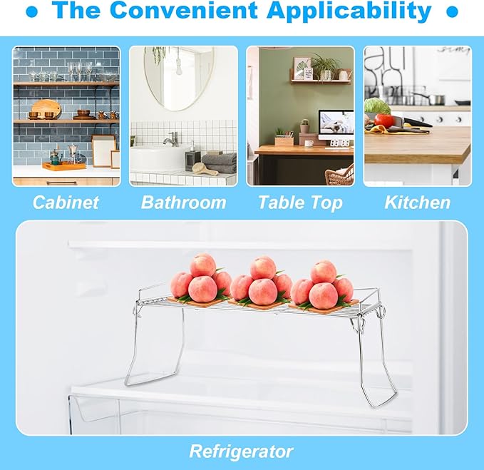 CYEAH 2 Pcs Metal The Sink Vanity Organizer, Metal Over The Sink Organizer Shelf Rack, Foldable Pantry Shelf, Spice Rack for Cabinet, Under Sink Countertop Organization Storage Space Save