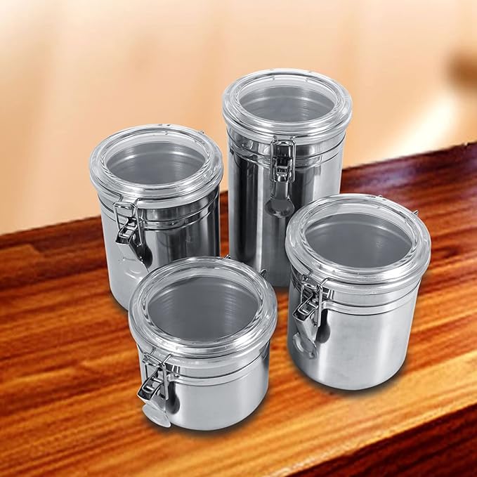Coffee Canister, 4 Sizes Stainless Steel Kitchen Food Storage Container Bottle Sugar Tea Coffee Beans Canister (large size)