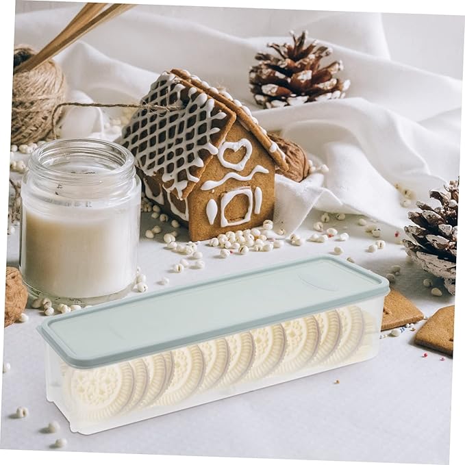 Luxshiny Blue Large Canister Box Storage Container Airtight Pasta Storage Noodle Refrigerator Holder Narrow Pasta Holder