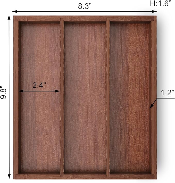 Silverware Organizer Bamboo Kitchen Drawer Organizer, Flatware Organizer Tray for Kitchen, Flatware, Utensils(Brown)